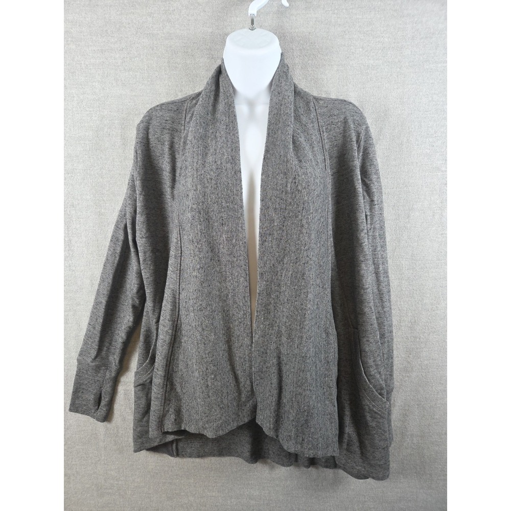 Athleta Cardigan Sweater Womens S Open Front Pockets Gray Draped Wrap Activewear